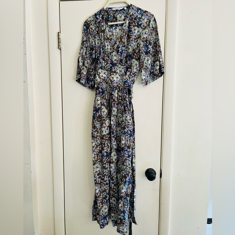 & Other stories floral kimono sleeve wrap watercolor cottagecore midi dress 0